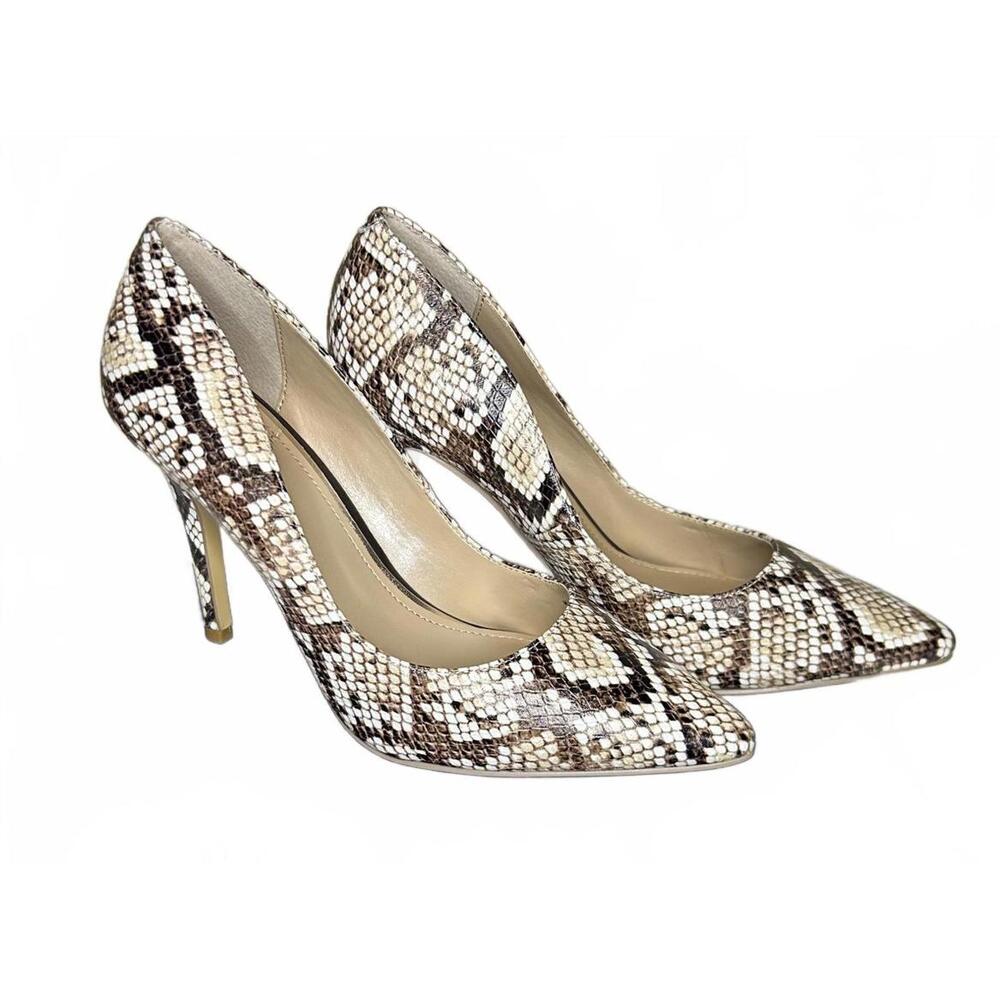 NIB Snakeskin Embossed 4" heels pumps- WHBM Olivia Neutral size 7.5M